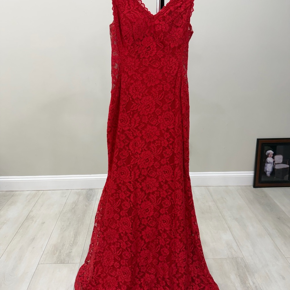 Xscape Red Lace Maxi Dress